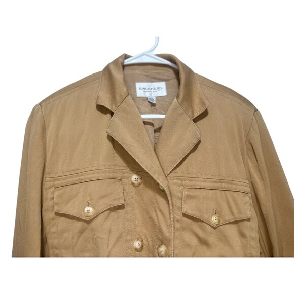 Emanuel Ungaro Safari Double Breasted Blazer Jacket Large Brown Equestrian Ridin - Picture 9 of 16